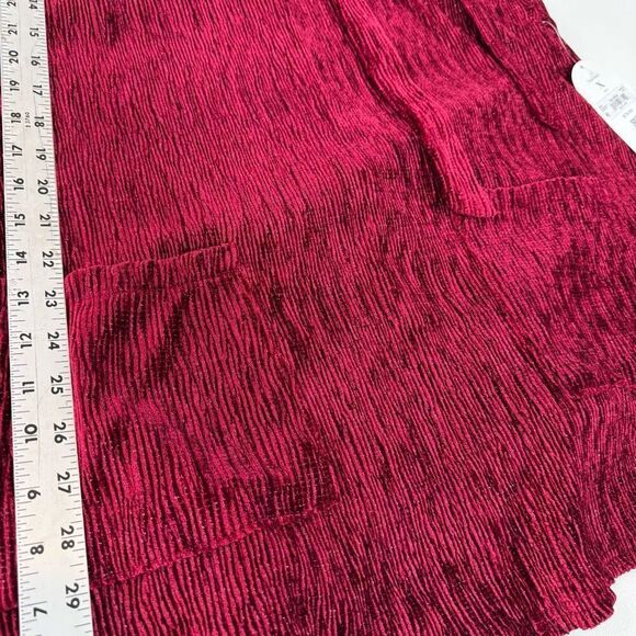 Arula Mini Jumper Dress Women XL Red Burgundy Velvet Textured New Preppy Boho - Picture 4 of 11
